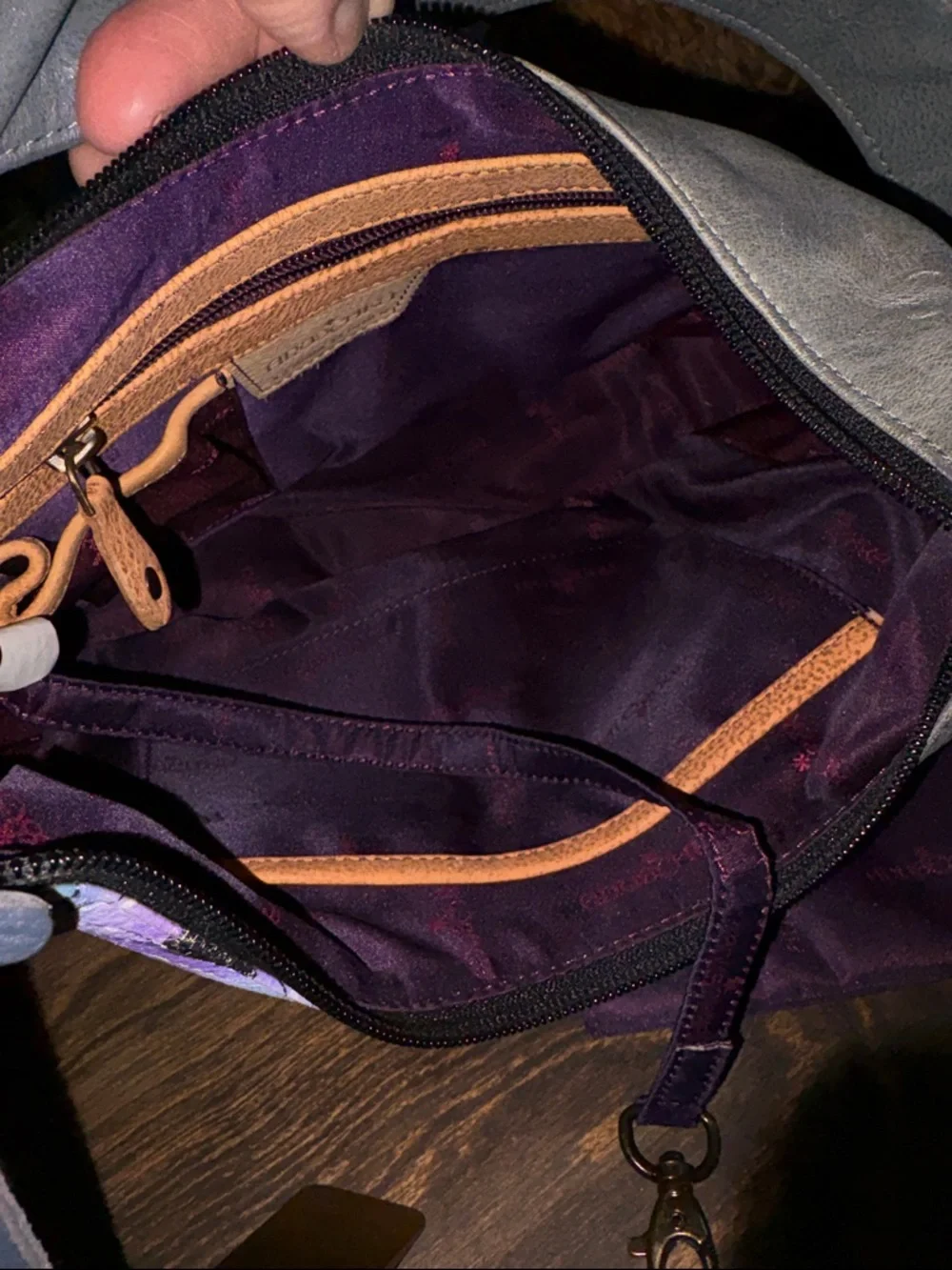 Anuschka Hand-Painted Cat Garden Shoulder Bag - Picture 12 of 16